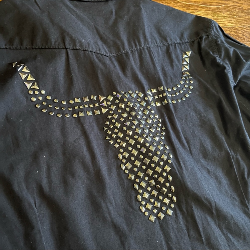 Ariat L womens studded bull western shirt bling snap black - Picture 2 of 8
